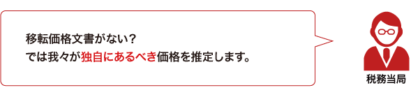 「移転価格文書がない？では我々が独自にあるべき価格を推定します。」と発言する税務当局